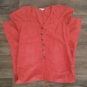 Madewell Burnt Orange Romper. Cotton /linen Blend. Size 10.